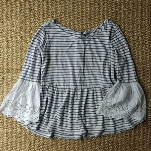 Peplum tee with eyelet sleeves